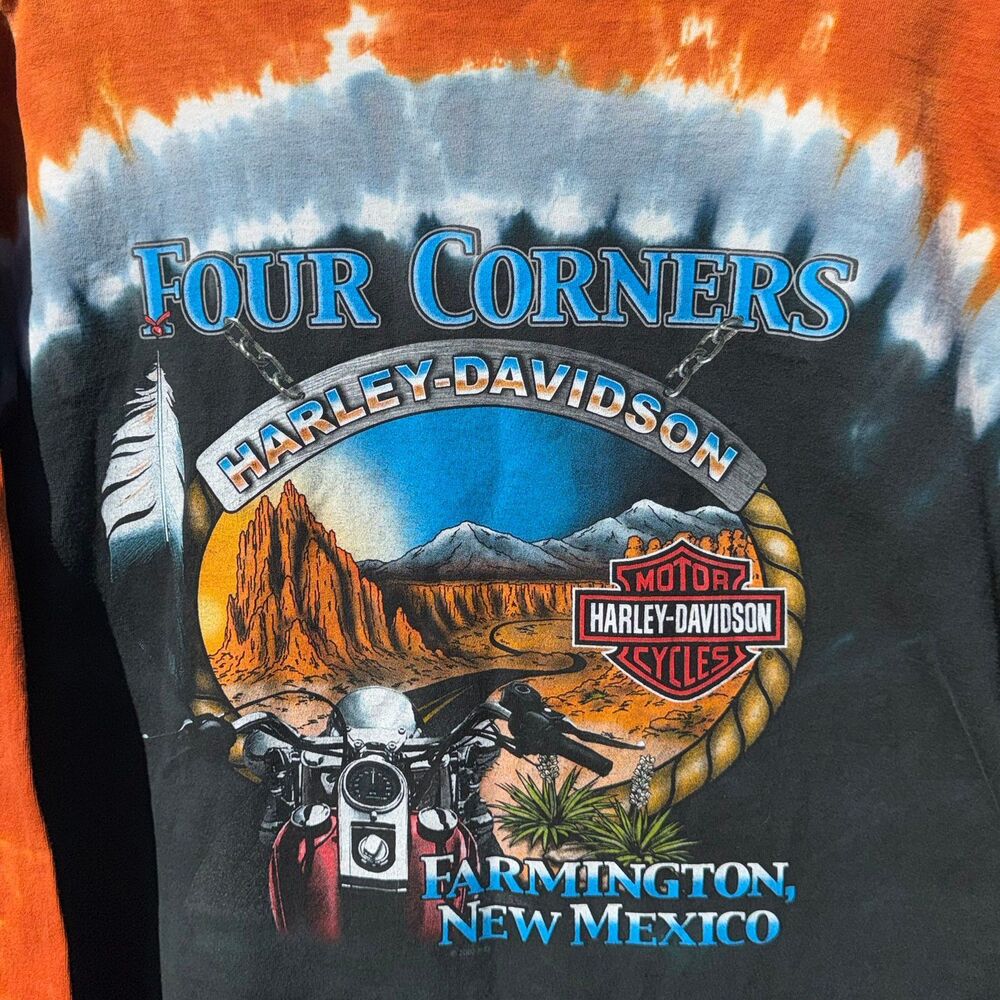 Vintage Harley Davidson Shirt XXL Tie Dye Long Sleeve 2003 USA Motorcycle Flame - Picture 5 of 6